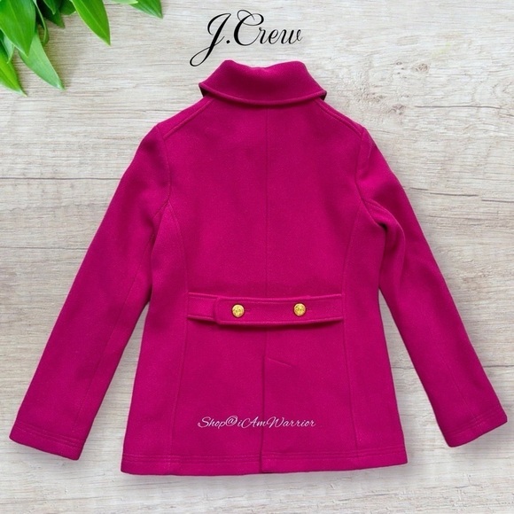 J. Crew fuchsia pink double breasted stadium cloth peacoat *shop@iamwarrior - Picture 7 of 13